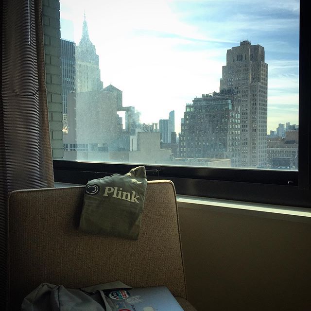 Plink t-shirt overlooking the Empire State Building in NYC